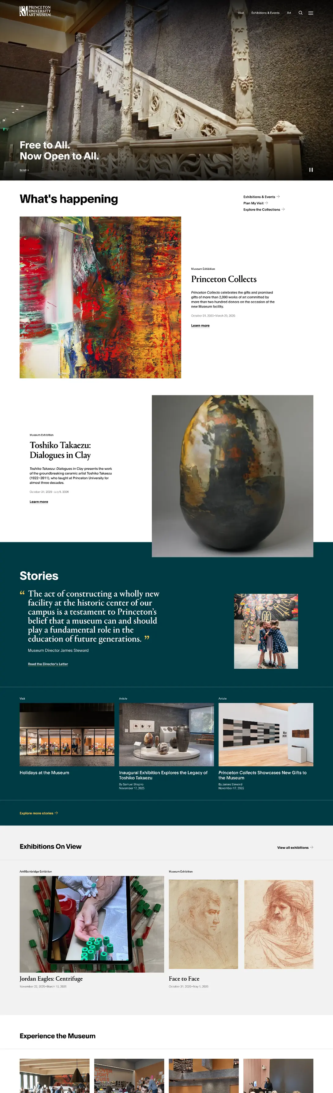 Screenshot of the desktop view of artmuseum.princeton.edu's Homepage